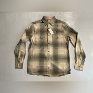 NEW Size S Mens Rowm Long Sleeve Button Down Shirt Polyester Blend Beige $80